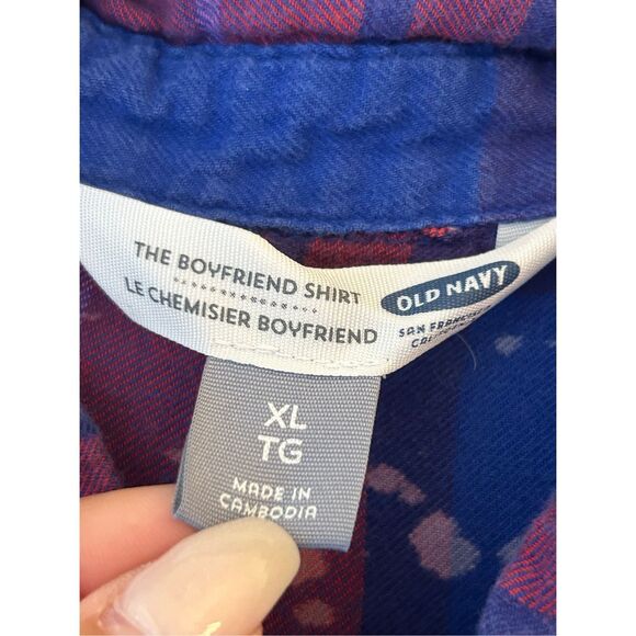 Old Navy Plaid Flannel Shirt Customized Bleached Distressed Southern Logo Sz XL - Picture 3 of 6